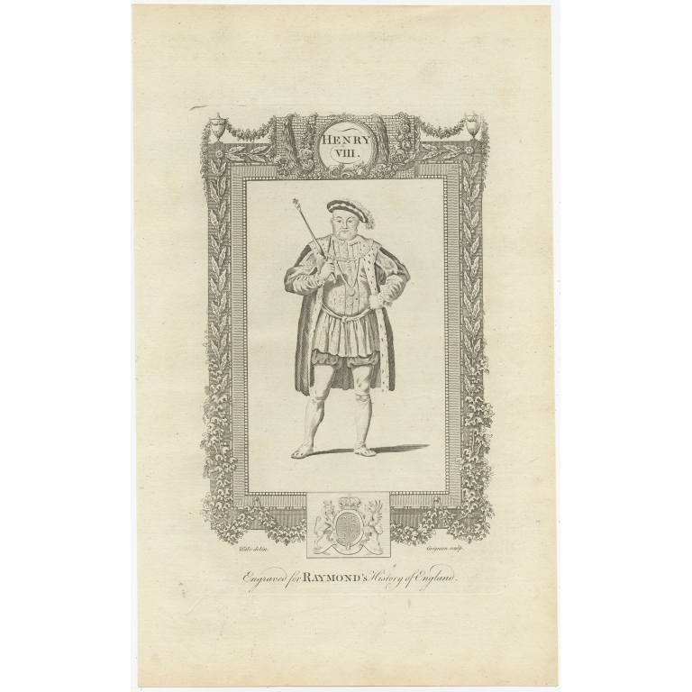 Antique Print of King Henry VIII by Raymond (c.1787)