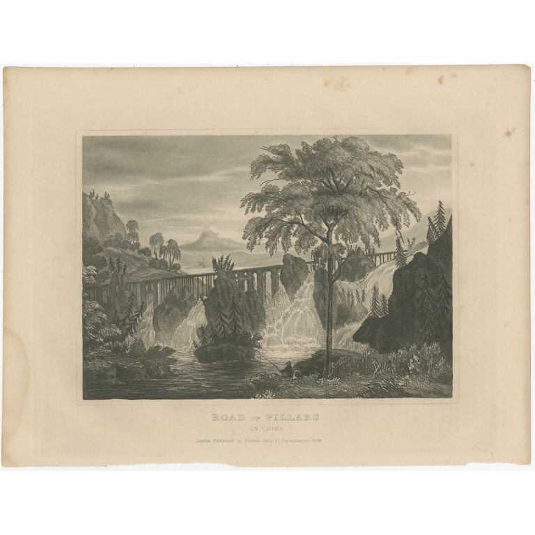 Antique Print of the Road of Pillars in China by Kelly (c.1850)