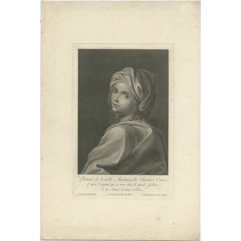 Antique Portrait of Beatrice Cenci by Cunego (1785)