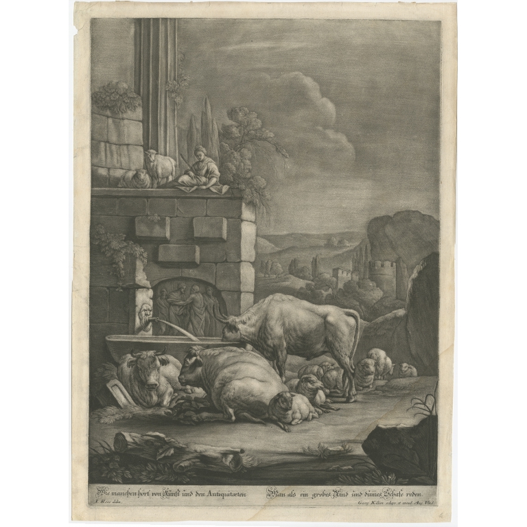 Antique Print of a Pastoral Scene by Kilian (c.1770)