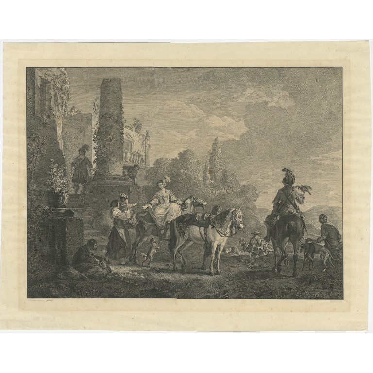 Antique Print of 'The Farewell' by Lawrence (c.1747)