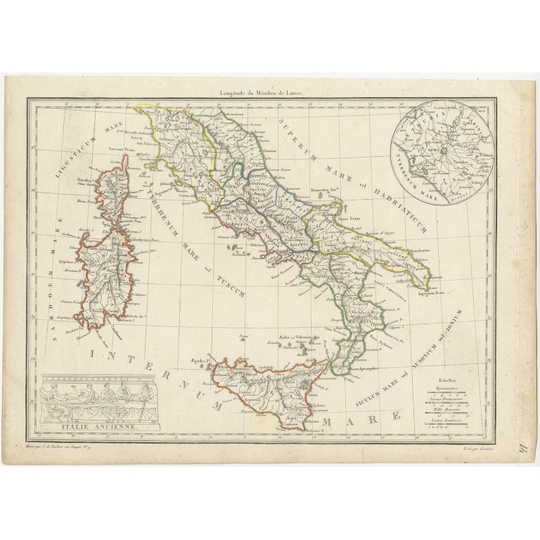 Antique Map of Italy by Lapie (1812)