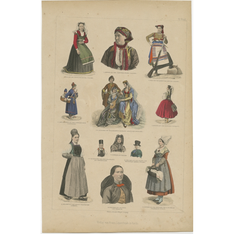 No. 10 Antique Costume Print by Lipperheide (c.1875)