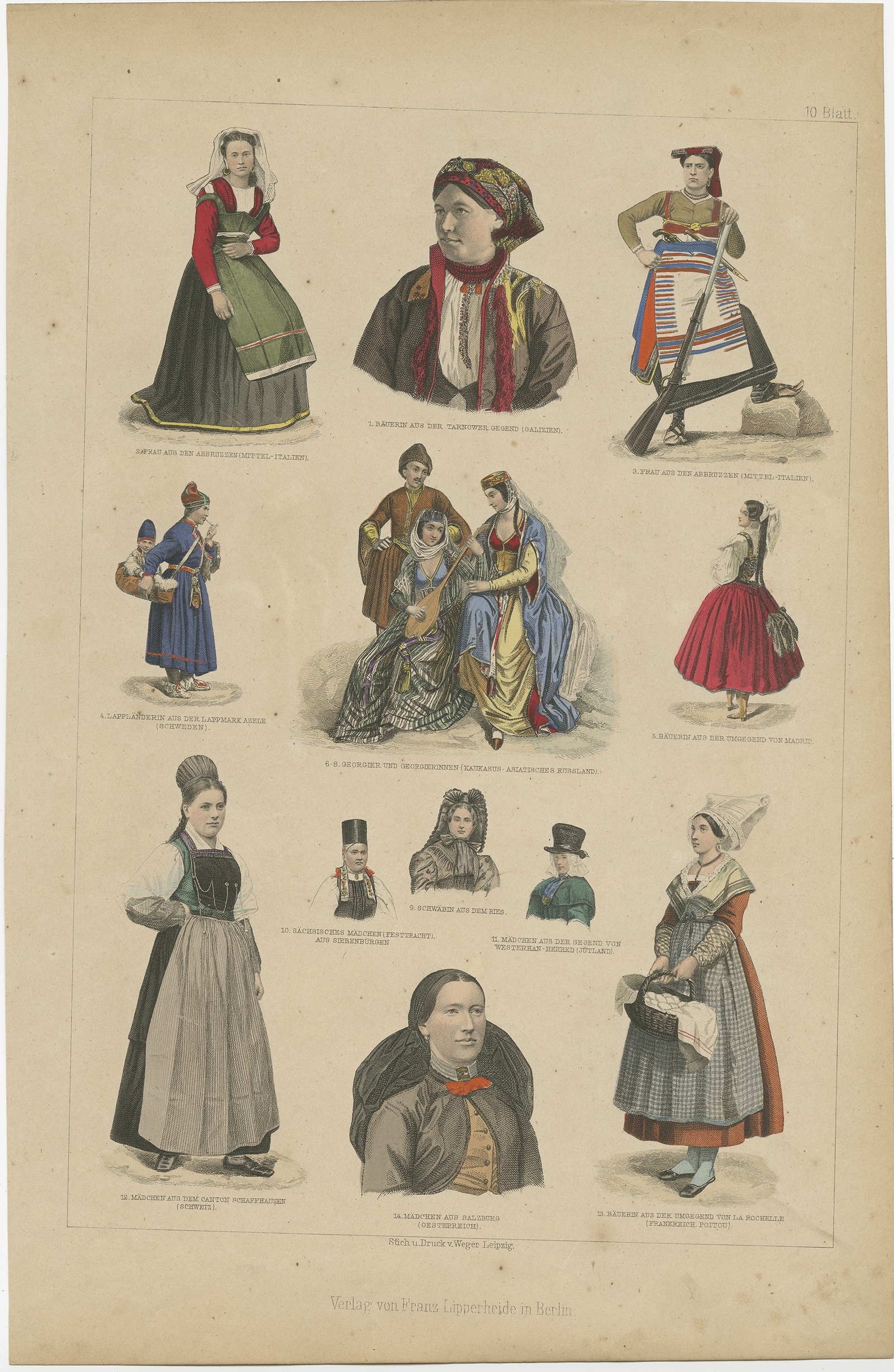 No. 10 Antique Costume Print by Lipperheide (c.1875)