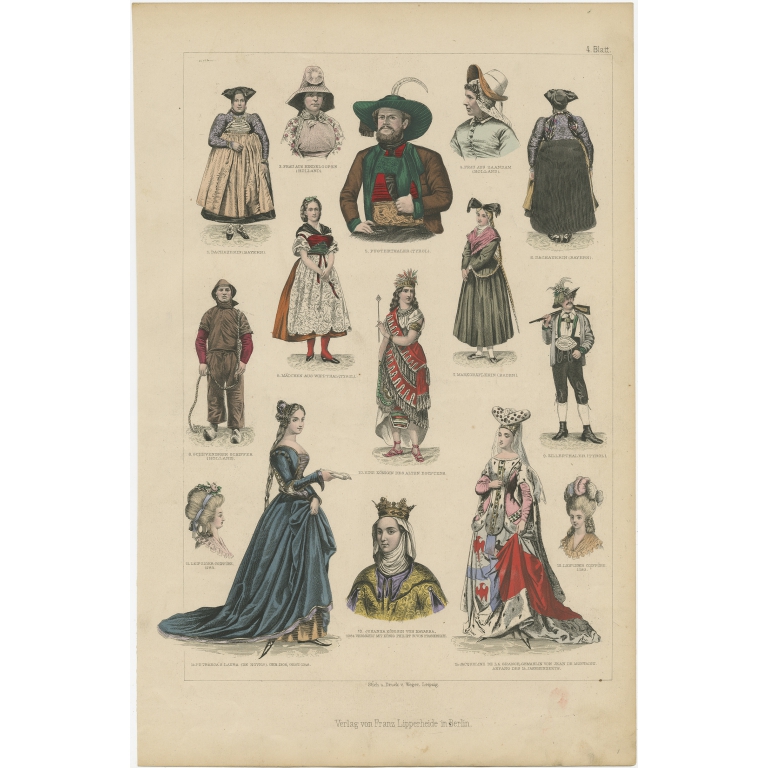 No. 4 Antique Costume Print by Lipperheide (c.1875)