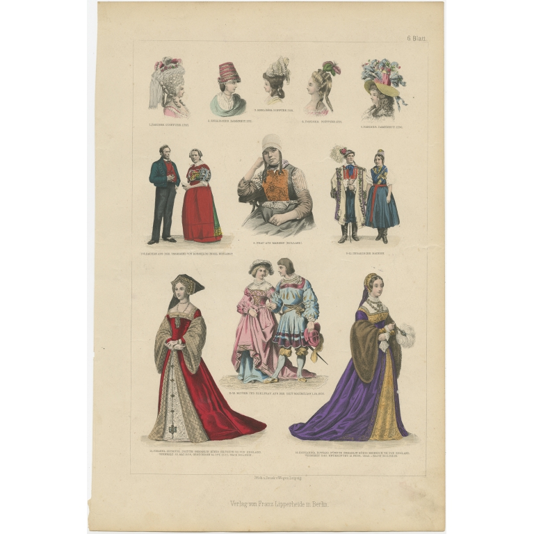 No. 6 Antique Costume Print by Lipperheide (c.1875)