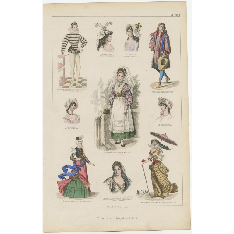 No. 24 Antique Costume Print by Lipperheide (c.1875)