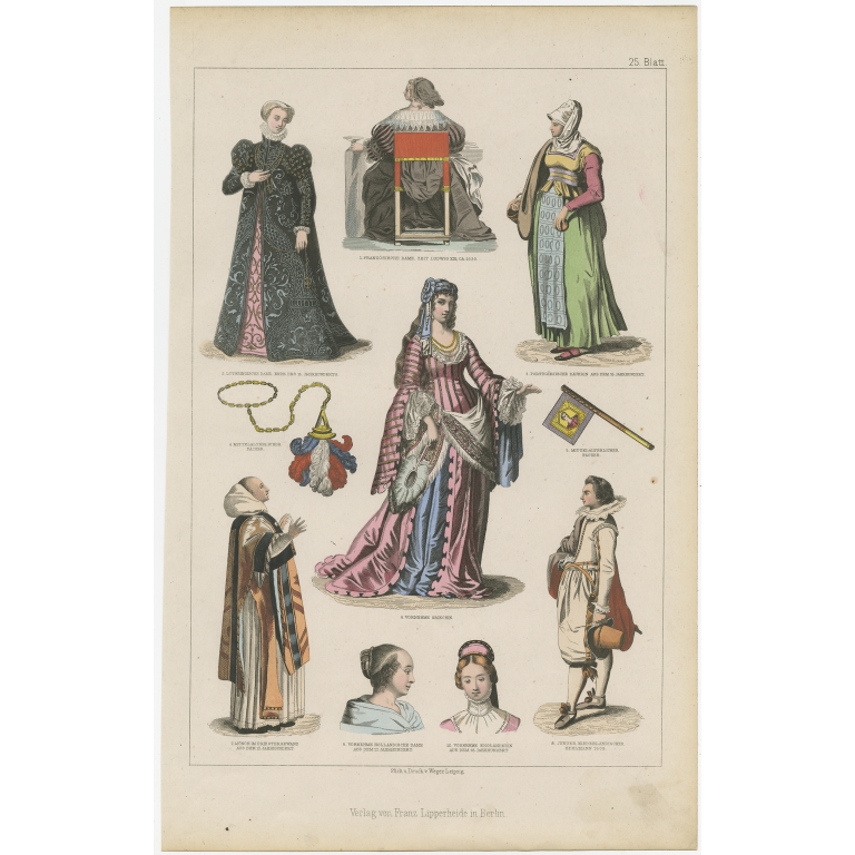 No. 25 Antique Costume Print by Lipperheide (c.1875)