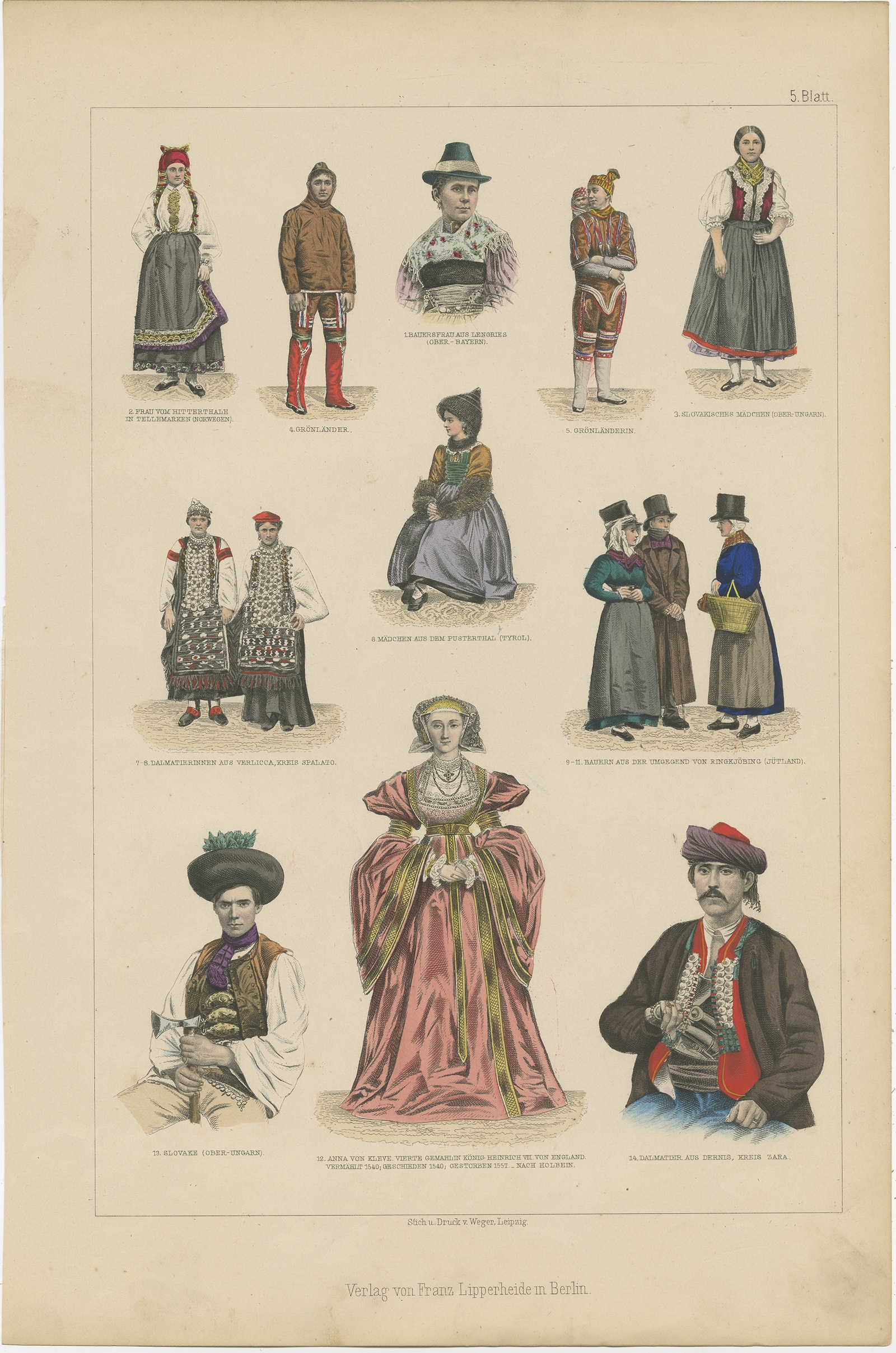 No. 5 Antique Costume Print by Lipperheide (c.1875)