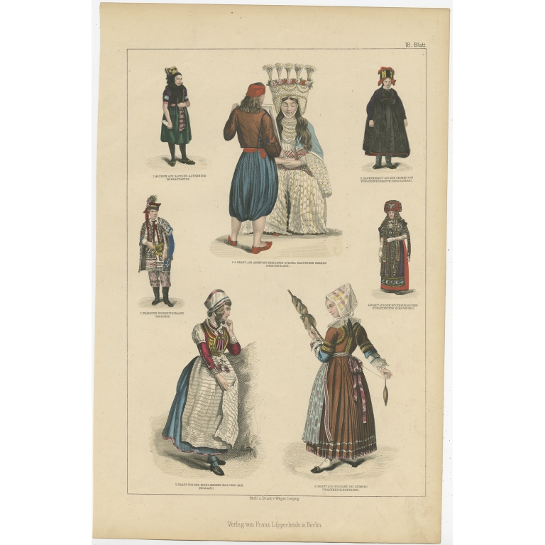 No. 18 Antique Costume Print by Lipperheide (c.1875)