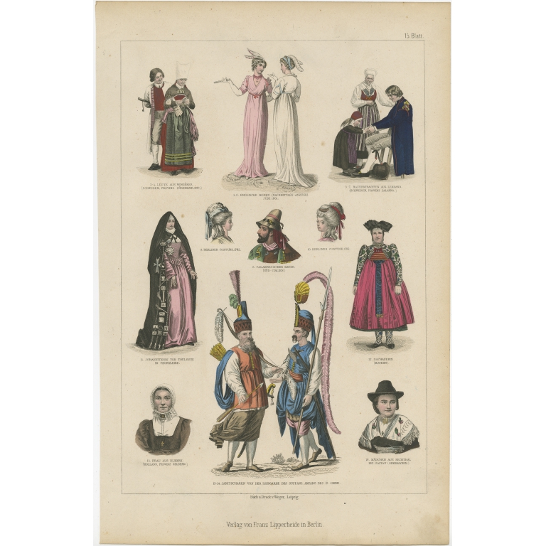 No. 15 Antique Costume Print by Lipperheide (c.1875)