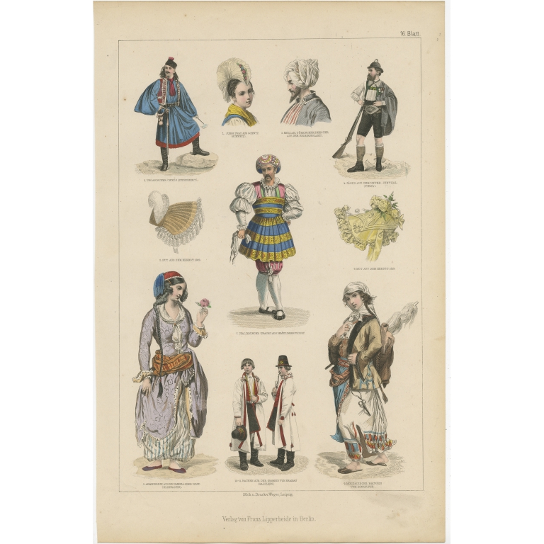 No. 16 Antique Costume Print by Lipperheide (c.1875)