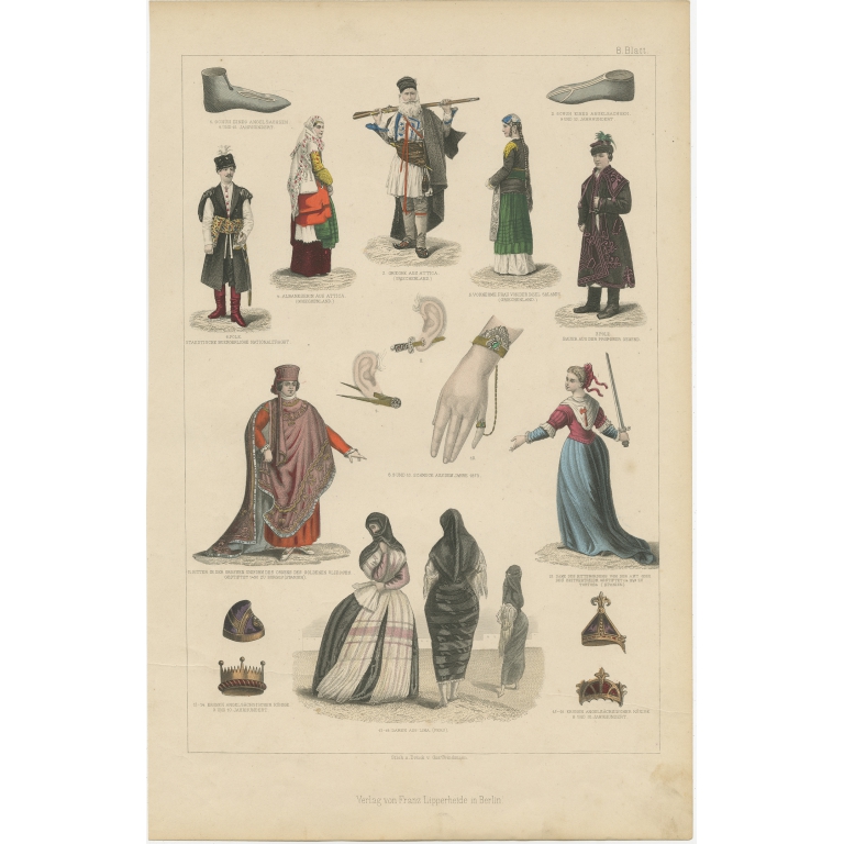 No. 8 Antique Costume Print by Lipperheide (c.1875)