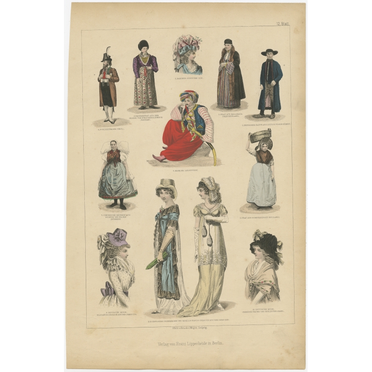 No. 12 Antique Costume Print by Lipperheide (c.1875)