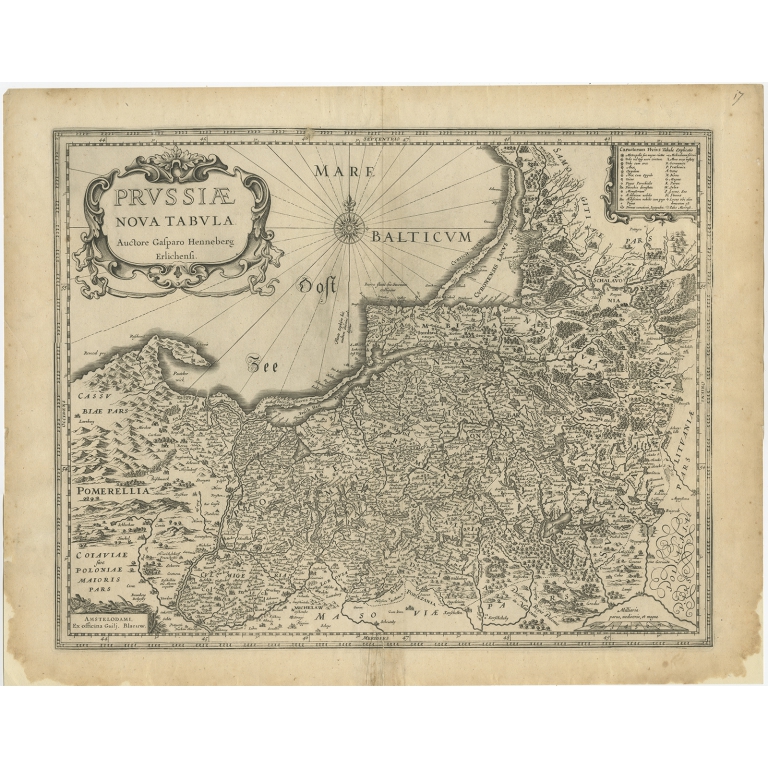 Antique Map of Prussia by Blaeu (c.1680)