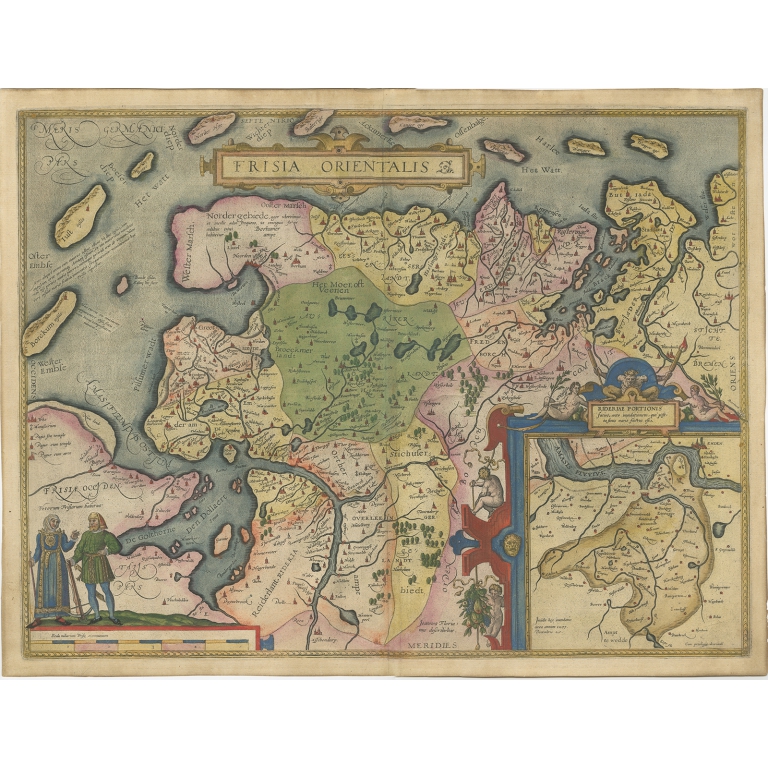 Antique Map of Ostfriesland by Ortelius (c.1595)