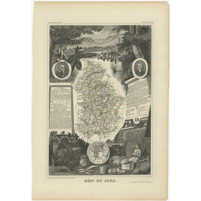 Antique Map of Jura by Levasseur (1854)