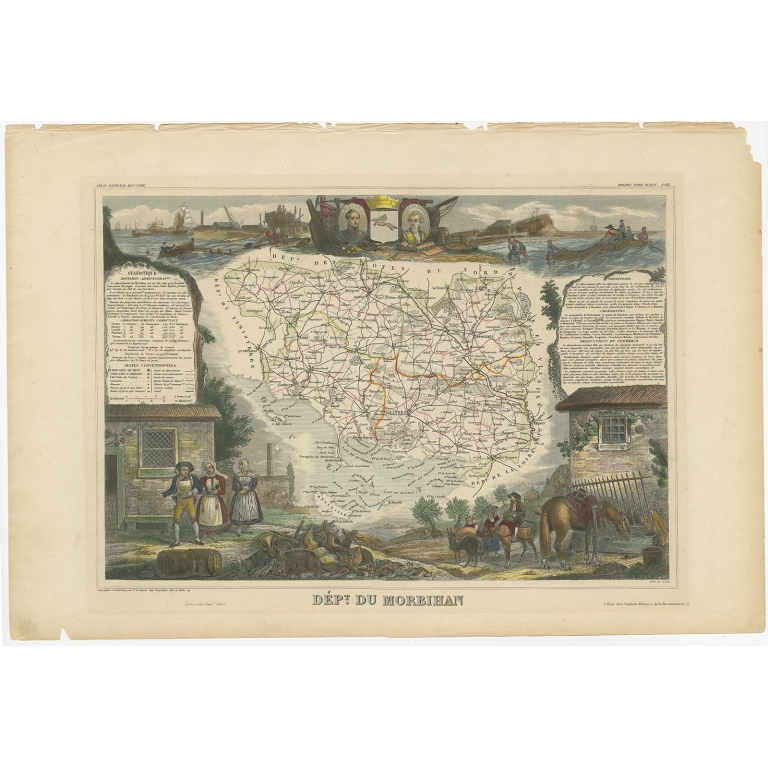Antique Map of Morbihan by Levasseur (1854)