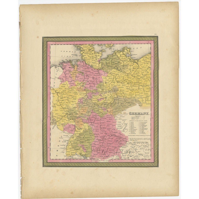 Antique Map of Germany by Mitchell (1846)