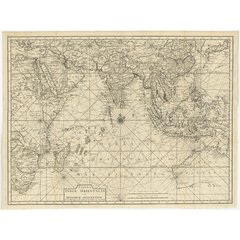 Antique Map of Southeast Asia and the Indian Ocean by Valentijn (1726)