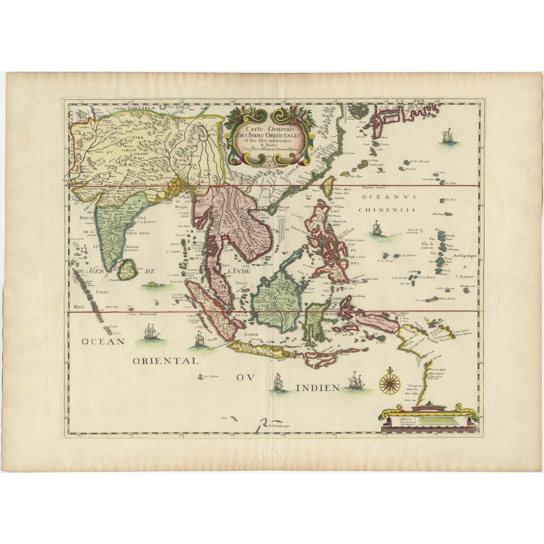 Antique Map of the East Indies by Mariette (c.1650)