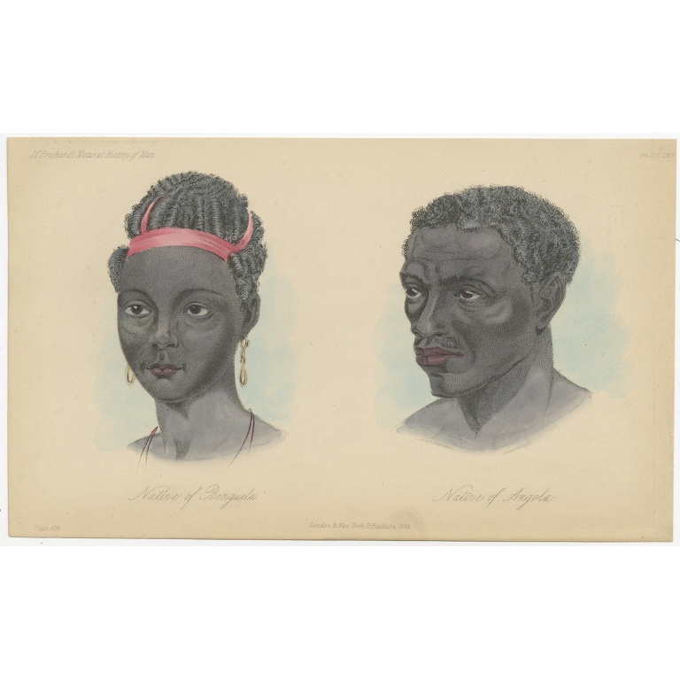 Antique Print of a Native of Benguela and Angola by Prichard (1855)