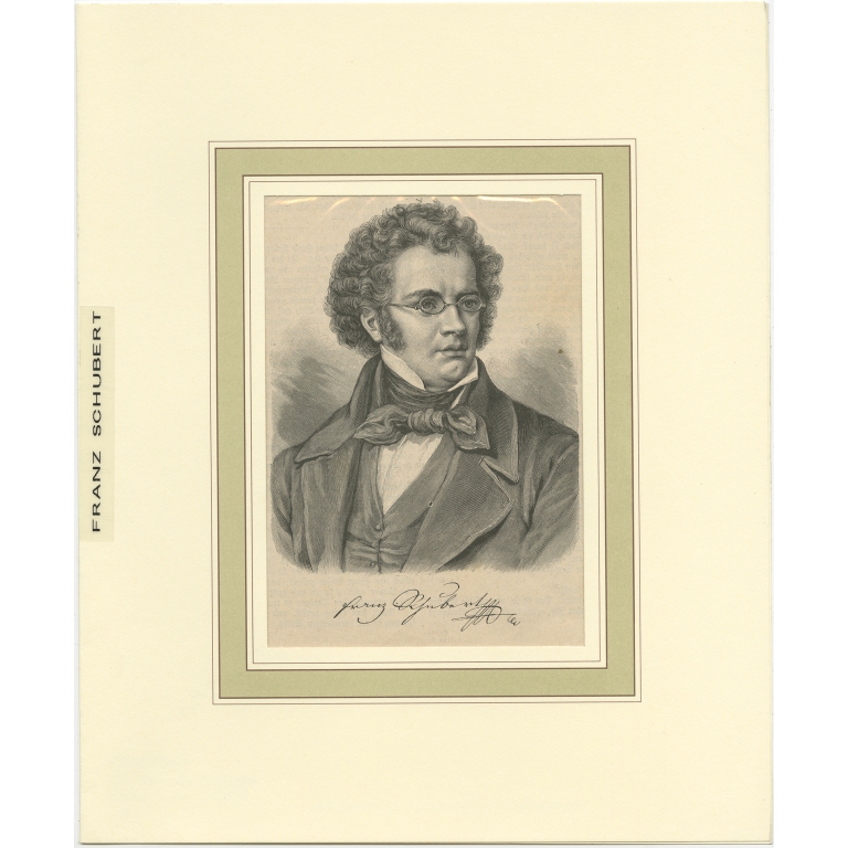Antique Print of Franz Schubert (1897)
