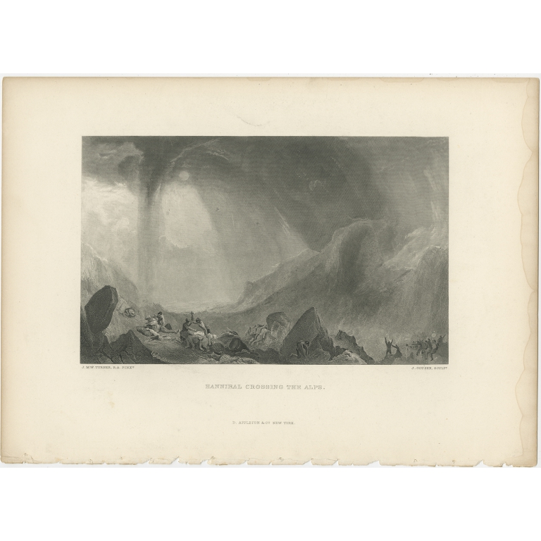 Antique Print of Hannibal's crossing of the Alps by Appleton (1879)