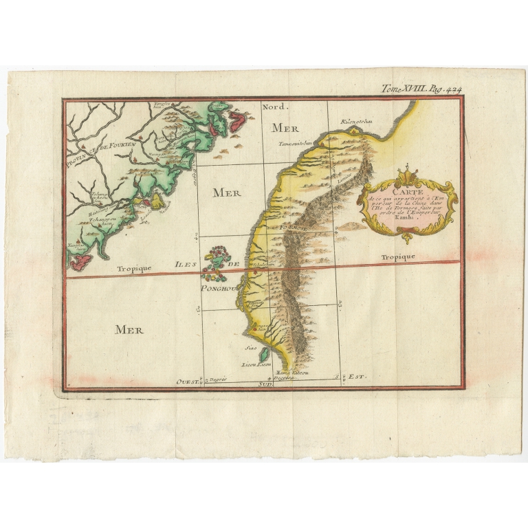 Antique Map of Taiwan and the Province of Fujian by Prévost (1747)
