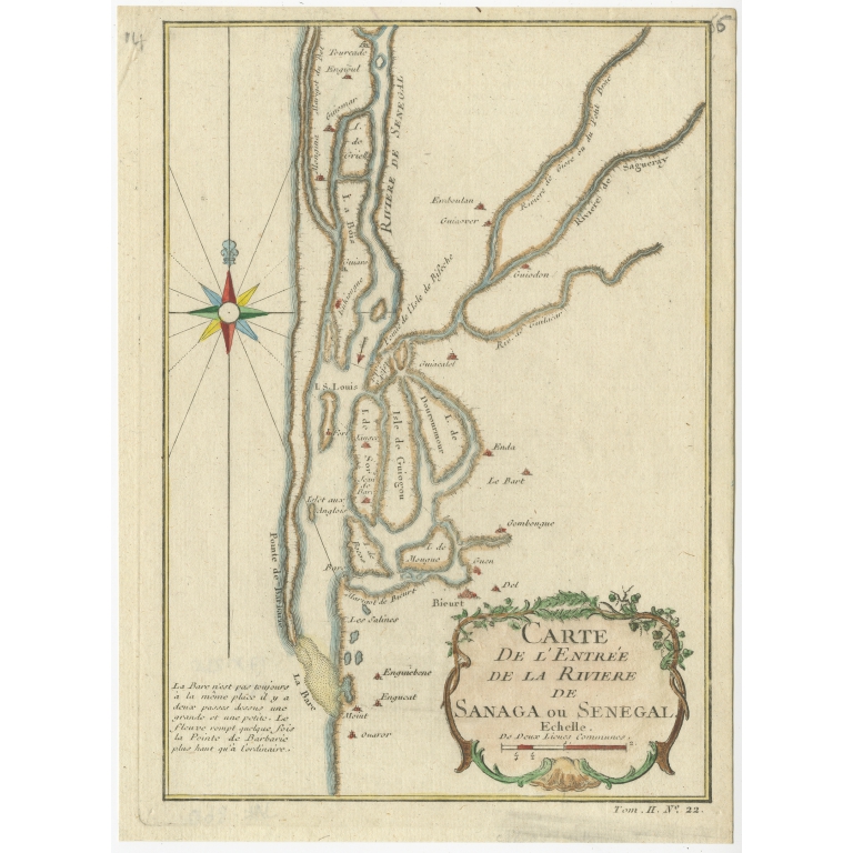 Antique Map of the Senegal River by Bellin (1746)