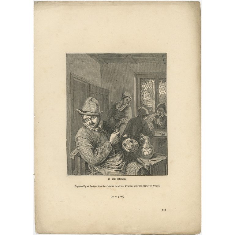 Antique Print of a Smoker by Knight (1835)