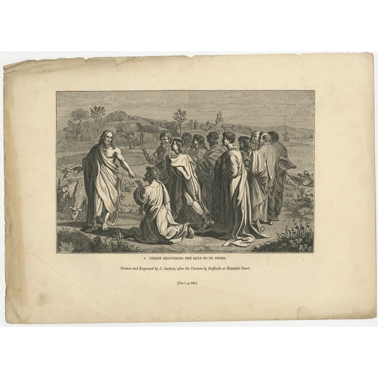Antique Print of the Delivery of the Keys by Knight (1835)