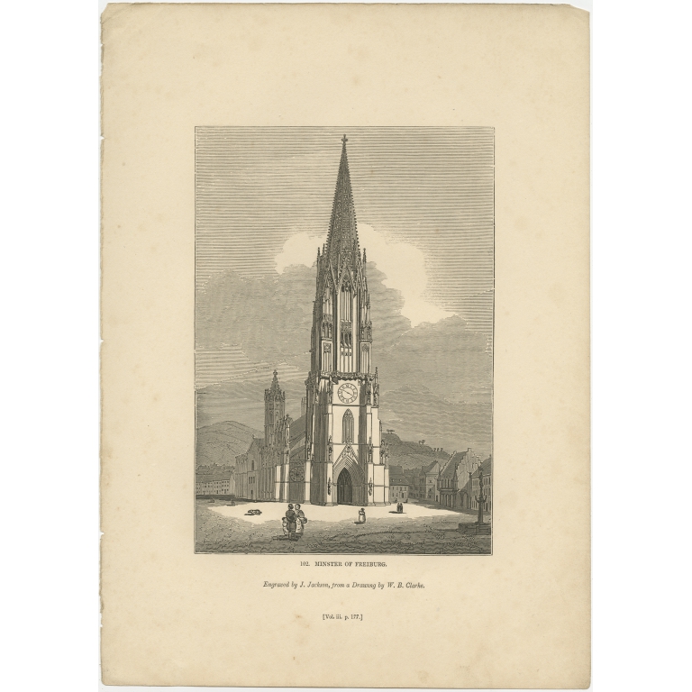 Antique Print of the Freiburg Minster by Knight (1835)
