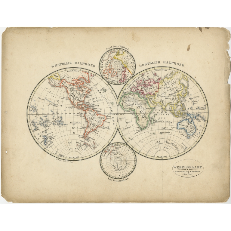Antique World Map by Petri (1852)