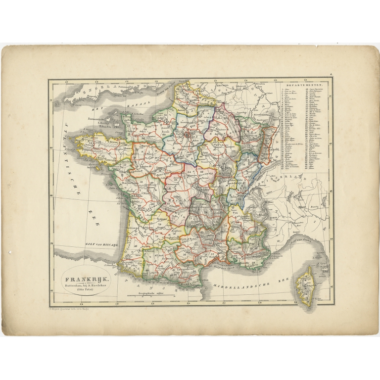 Antique Map of France by Petri (1852)
