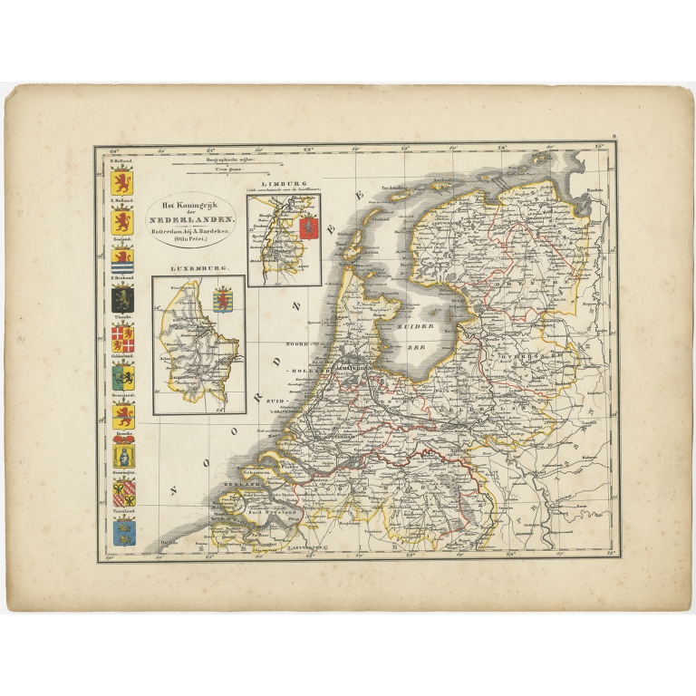 Antique Map of the Netherlands by Petri (1852)