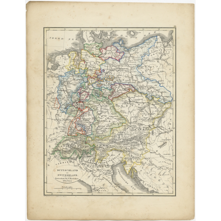 Antique Map of Germany and Switzerland by Petri (1852)