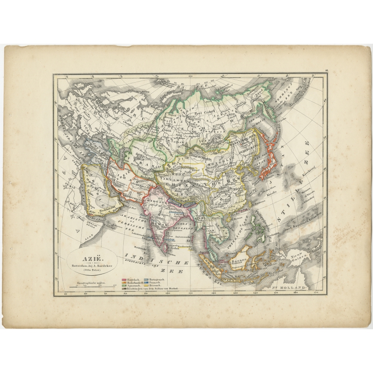 Antique Map of Asia by Petri (1852)