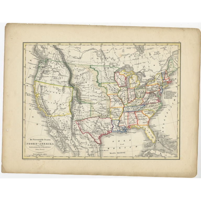 Antique Map of the United States of America by Petri (1852)