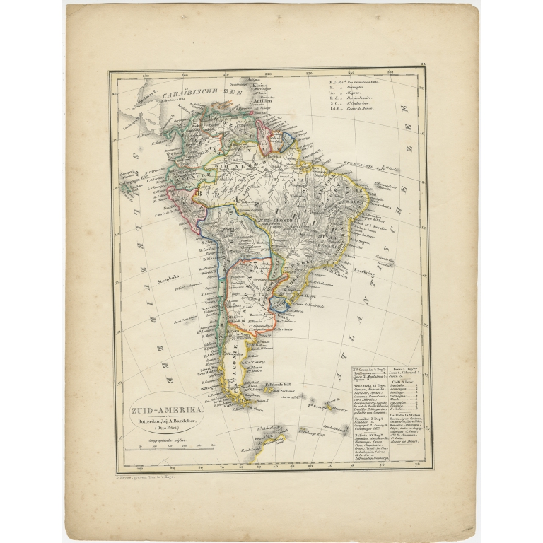 Antique Map of South America by Petri (1852)