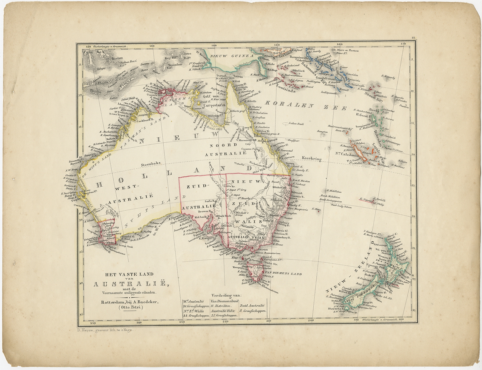 Antique Map Of Australia By Petri (1852)