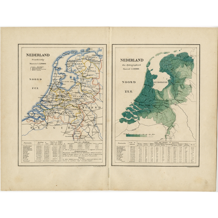 Antique Map of the Netherlands by Kuyper (1883)