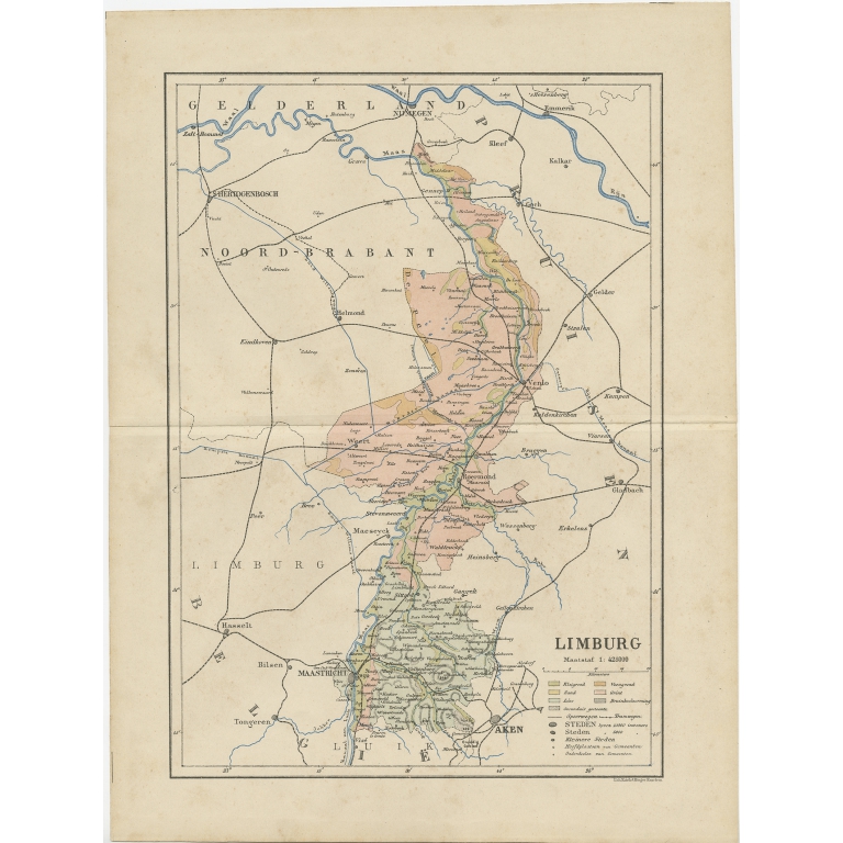 Antique Map of Limburg by Kuyper (1883)