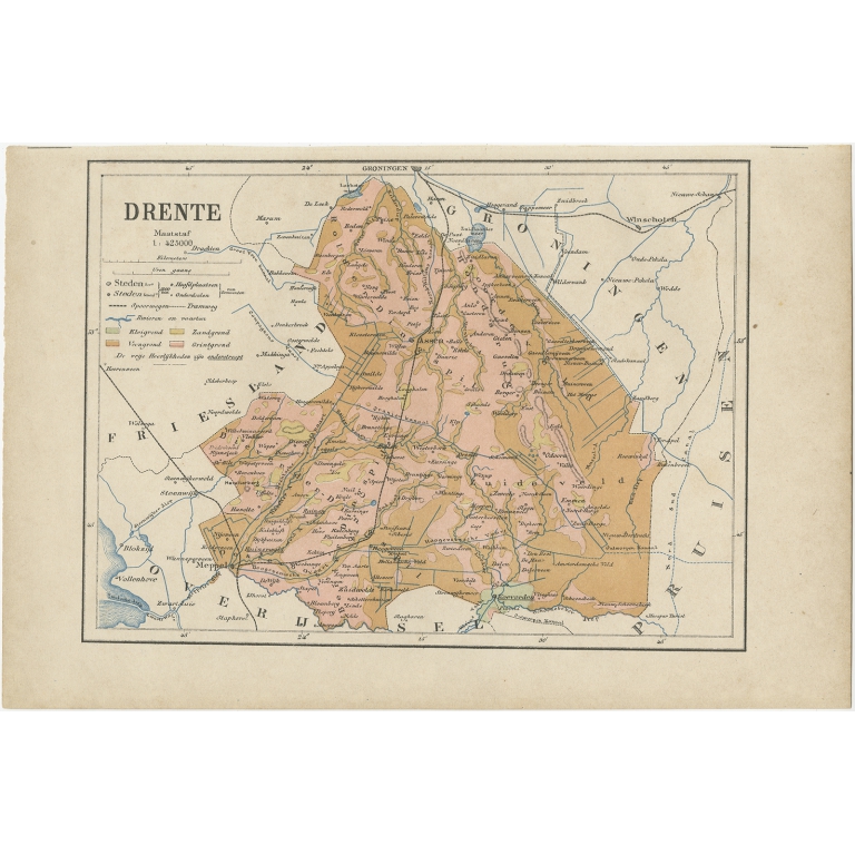 Antique Map of Drenthe by Kuyper (1883)