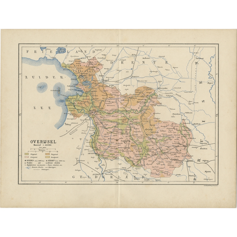 Antique Map of Overijssel by Kuyper (1883)