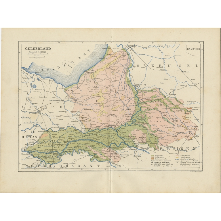 Antique Map of Gelderland by Kuyper (1883)