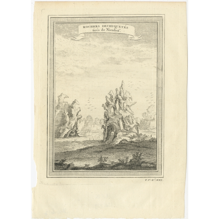 Antique Print of Ragged Cliffs in China by Prévost (1746)