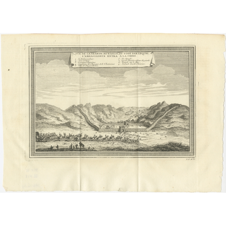 Antique Print of the Great Wall of China by Prévost (1746)