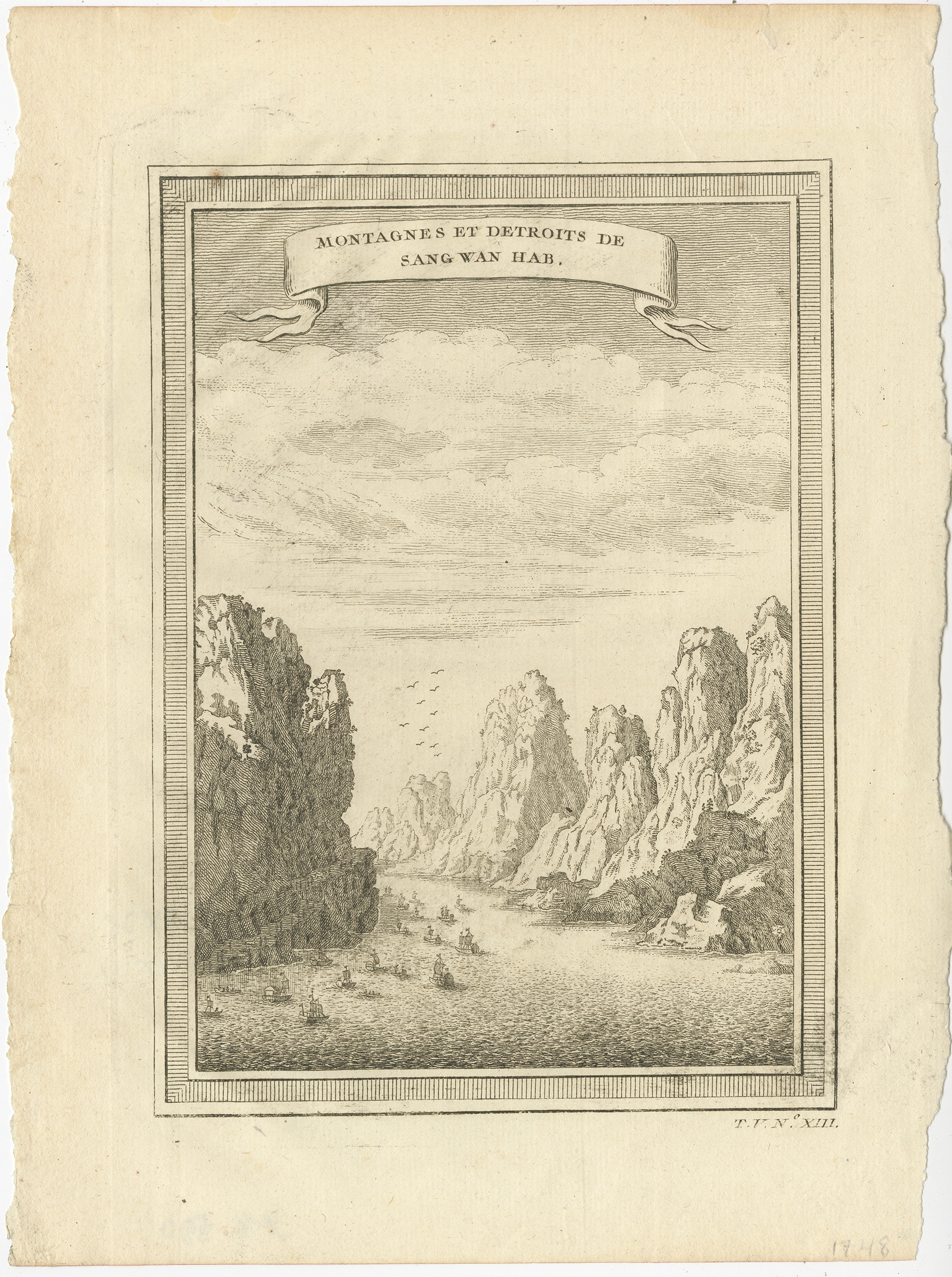 Antique Print of Mountains and Sang Wan Hab (1746)