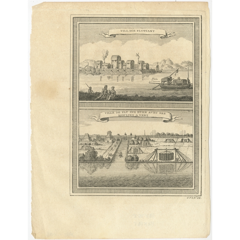 Antique Print of two Chinese Villages by Prévost (1748)